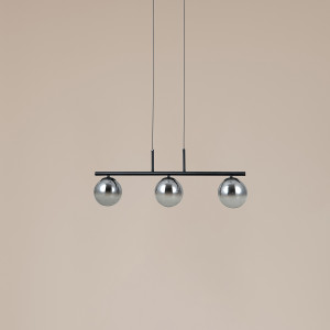 Velada, nowoczesna czarna lampa wisząca w industrialnym stylu z trzema chromowanymi kulami, LED, 15W, Italux