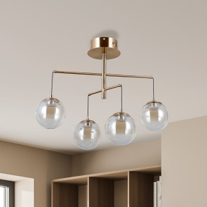 Velada, estetyczna i funkcjonalna lampa wisząca w formie symetrycznej konstrukcji z czterema kloszami w kształcie kuli, LED, 20W, Italux