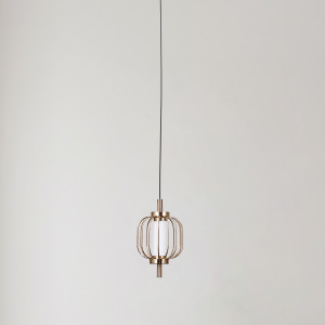 Pedro, designerska lampa wisząca z kloszem w formie klatki w złotym kolorze, ze źródłem światła LED, 4W, Italux