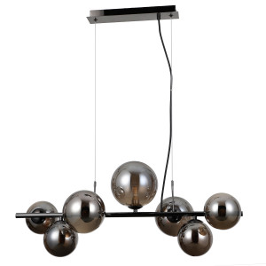 Canello, nowoczesna lampa wisząca, z przydymionymi, kulowymi kloszami, PND-406007-7A-BCR, G9