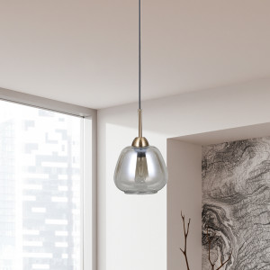 Felis, stylowa lampa wisząca ze szklanym bursztynowym kloszem, wyposażona w 1 punkt świetlny klasyczny lub LED, 40W, Italux