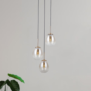Meolo, nowoczesna lampa sufitowa w złotym kolorze z trzema lustrzanymi kloszami, ze źródłem światła klasycznym lub LED, 5W, Italux