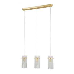 Złota elegancka lampa wisząca Merto z przeziernym kloszem została przystosowana do źródła światła E14 40W oraz IP20.