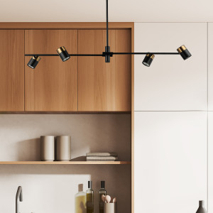 Elice, nowoczesna lampa wisząca o czarno-mosiężnym kolorze z 6 źródłami światła klasycznymi lub LED, 35W, Italux