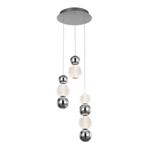 Oter, elegancka, chromowana lampa wisząca z 3 źródłami światła, LED, 21W