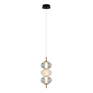 Testa, stylowa lampa wisząca, z przezroczystym, potrójnym kloszem, LED, 12W
