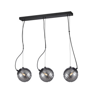 Perona, elegancka, czarna lampa wisząca z 3 dymionymi kloszami, LED, 40W, G9