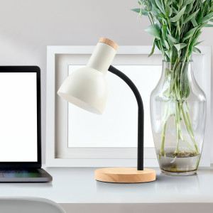 Elegancka, biała lampa biurkowa Senza, E27, o mocy 5W