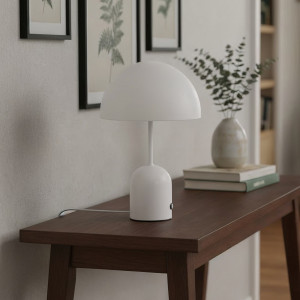 Cantia, retro nowoczesna lampka biurkowa w kolorze białym, z opcją przełączania barwy światła, LED 2W, 3000K i 6500K