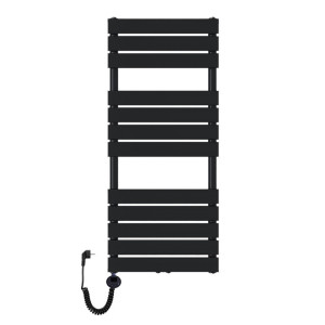 Grzejnik łazienkowy wodno elektryczny Mila 1200x500 czarny Szerokość - 500 mm Grzałka elektryczna - Czarna 600 w
