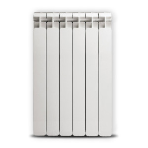 Grzejnik aluminiowy Alba 600, Szerokość - 2400 mm, Zestaw termostatyczny - Wariant prosty - biały