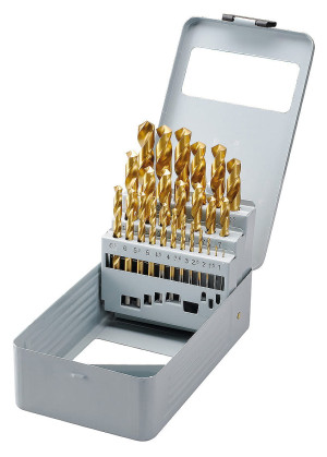 Zestaw wierteł krętych 25 szt., 1 - 13 mm, HSS TiN-powlekane BERNARDO