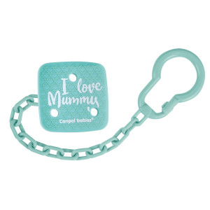 Canpol babies łańcuszek do smoczka uspokajającego I LOVE MUMMY mięta