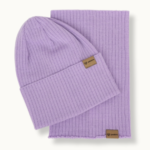 PATULOVE Merino set całoroczny - czapka i komin LAVENDER
