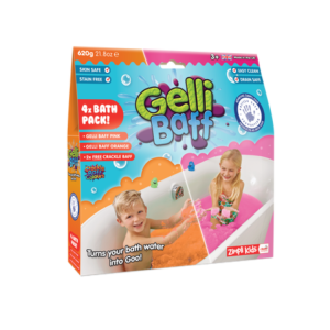 Zimpli Kids Magiczny proszek do kąpieli, Gelli Baff, różowy i pomarańczowy 4 użycia, 3+