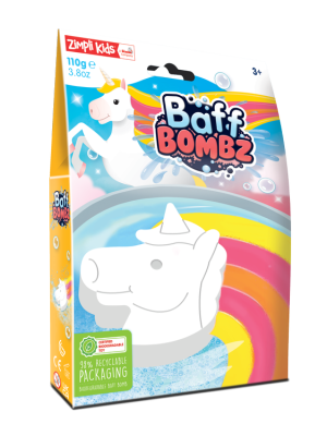 Zimpli Kids Jednorożec do kąpieli zmieniający kolor wody, Rainbow Baff Bombz, 3+