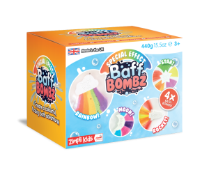 Zimpli Kids Bomby do kąpieli zmieniające kolor wody, zestaw 4 szt., Rainbow Baff Bombz, 3+