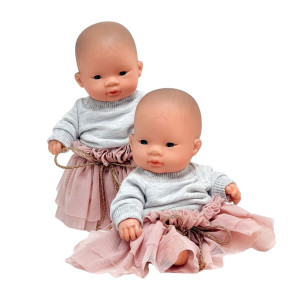 Zestaw dla lalki Miniland 21 cm spódniczka i bluza szara