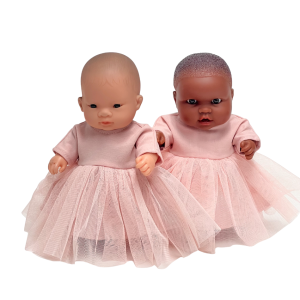 Sukienka tiulowa dla lalki Miniland 21 cm, brzoskwiniowa