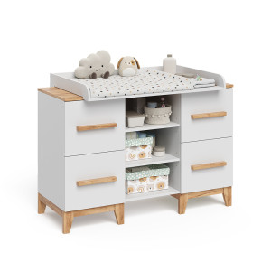 Puslebord Malia Hvid/Artisan 133 x 98 cm XL med 4 skuffer Vitalispa