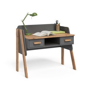 Bureau Malia Gris/Artisan 97x51cm avec 2 tiroirs Vitalispa