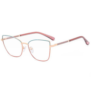 Damskie Okulary Kocie Oczy Zerówki Do Komputera Blue Light 25156g Turkus/róż/złoty Fioletowe
