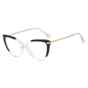 Damskie Kocie Okulary Do Komputera Z Filtrem Blue Light Zerówki 2563-8 Czarny/bezbarwny Czarne