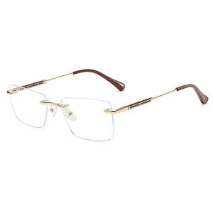 Bezramkowe Męskie Męskie Okulary Blue Light Zerówki Złoty/brązowy 25188a Brązowe