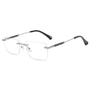 Bezramkowe Męskie Męskie Okulary Blue Light Zerówki Srebrny/czarny 25188c Czarne