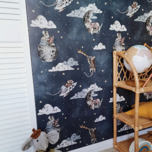 Tapeta do pokoju dziecka Cosmic Little Mouse sky
