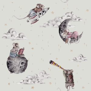 Tapeta do pokoju dziecka Cosmic Little Mouse light