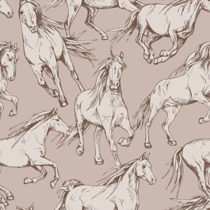 Tapeta do pokoju dziecka Horses Beige