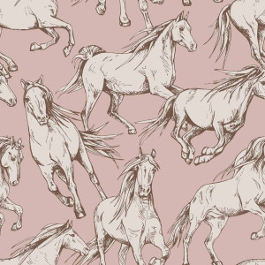 Tapeta do pokoju dziecka Horses Pink