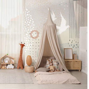 Tapeta dla dzieci Malumi _RAINBOW DOTS - Birds / Tapeta Montessori W Geometryczne Wzory