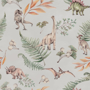 Tapeta do pokoju dziecka Dinozaury opanowały Ziemię Grey