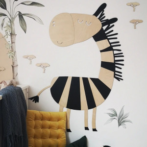 Zebra Safari – drewniana dekoracja ścienna do pokoju dziecka