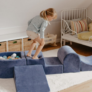 Piankowy Zestaw do Zabawy z Basenem z Kulkami 100 szt Welurowy Szaroniebieski