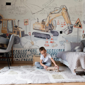 Tapeta Malumi PLAC BUDOWY Mural Z Maszynami Budowlanymi