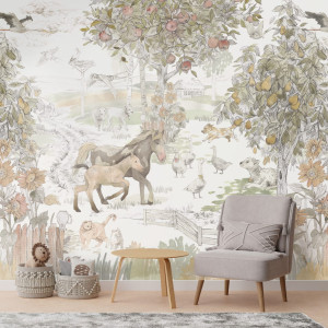 Tapeta dla dzieci Malumi_ VINTAGE COUNTRY - Ponies
