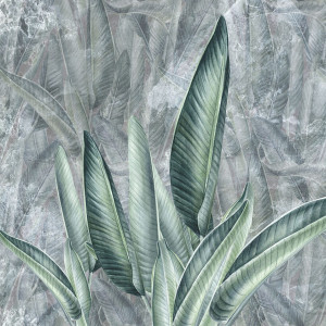 Tapeta Artystyczna Malumi_ JUNGLE LEAVES - Grey