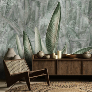 Tapeta Artystyczna Malumi _ JUNGLE LEAVES - Warm