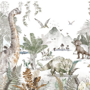Tapeta Malumi Dino World Green do dziecięcego pokoju