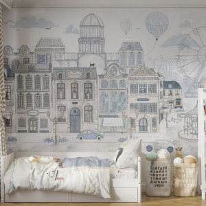Tapeta Malumi LE PETIT PARIS - Blue - Dla Dzieci W Kamienice