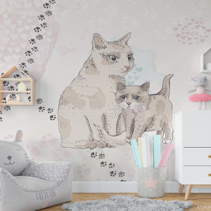 Tapeta Malumi Cutty Cats - Pink do dziecięcego pokoju