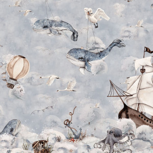Tapeta do pokoju dziecka Mural Podniebny Ocean niebieski