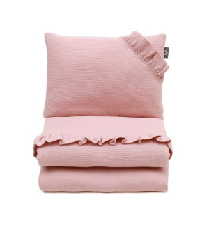 Muślinowa pościel z wypełnieniem 80x100 cm różowa