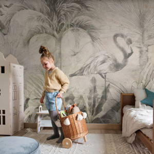 Tapeta dla dzieci Malumi _ EXOTIC FLAMINGO - Tropikalna