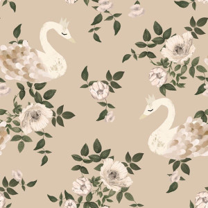 Tapeta do pokoju dziecka Swans kingdom beige