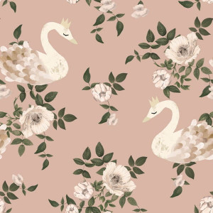 Tapeta do pokoju dziecka Swans kingdom pink