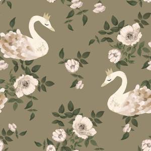 Tapeta do pokoju dziecka Swans kingdom green